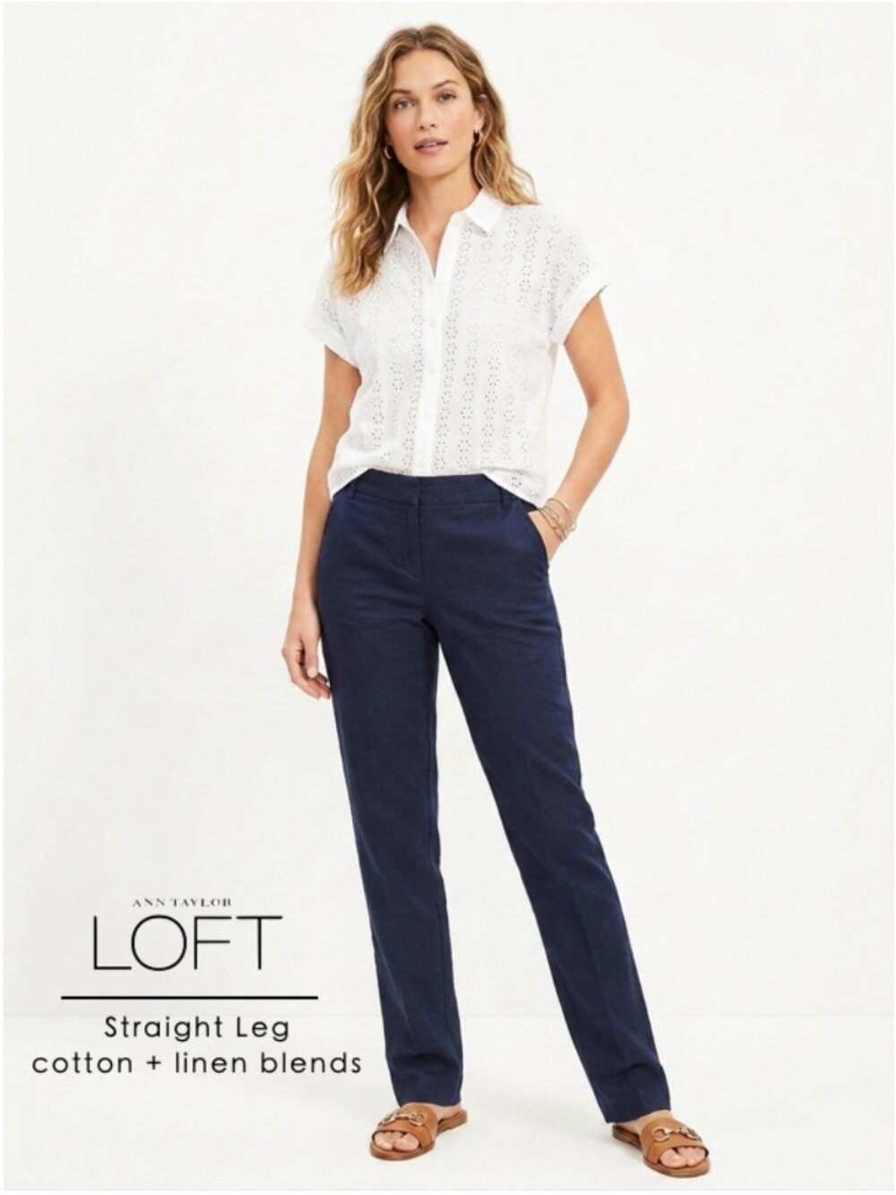 2/$25 Loft pants straight leg linen cotton blends